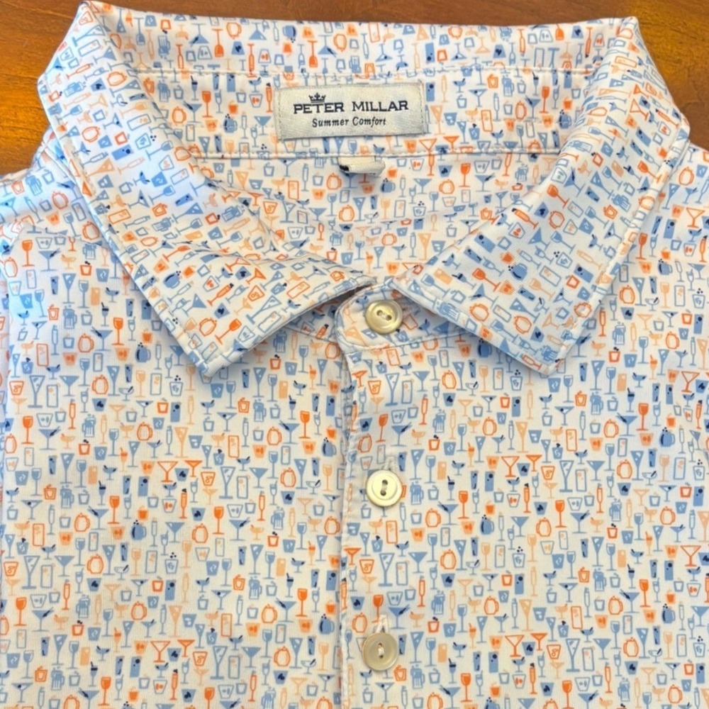 Peter Millar | All Over Cocktail Print | Summer Comfort Polo Shirt | Mens XXL